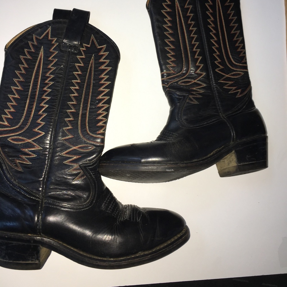 7 E vintage leather fine stitch detail boots